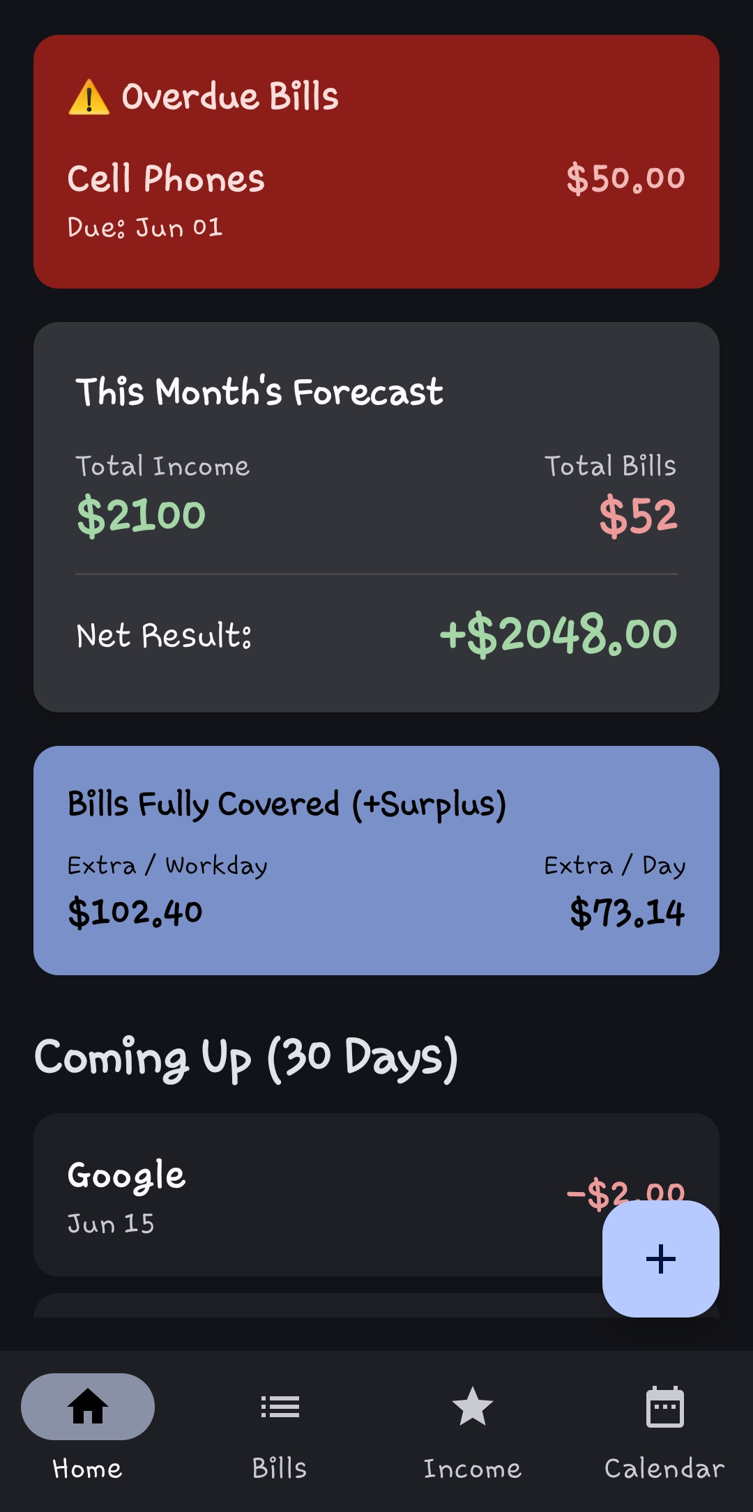 Budget App Interface