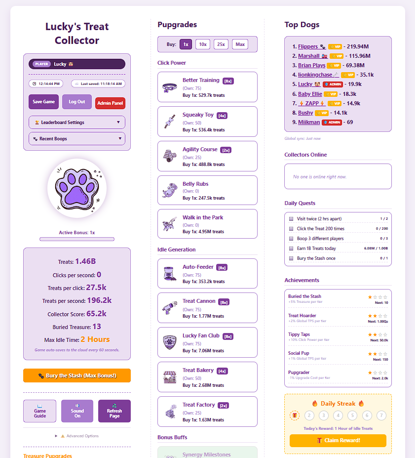Idle Clicker Game Interface